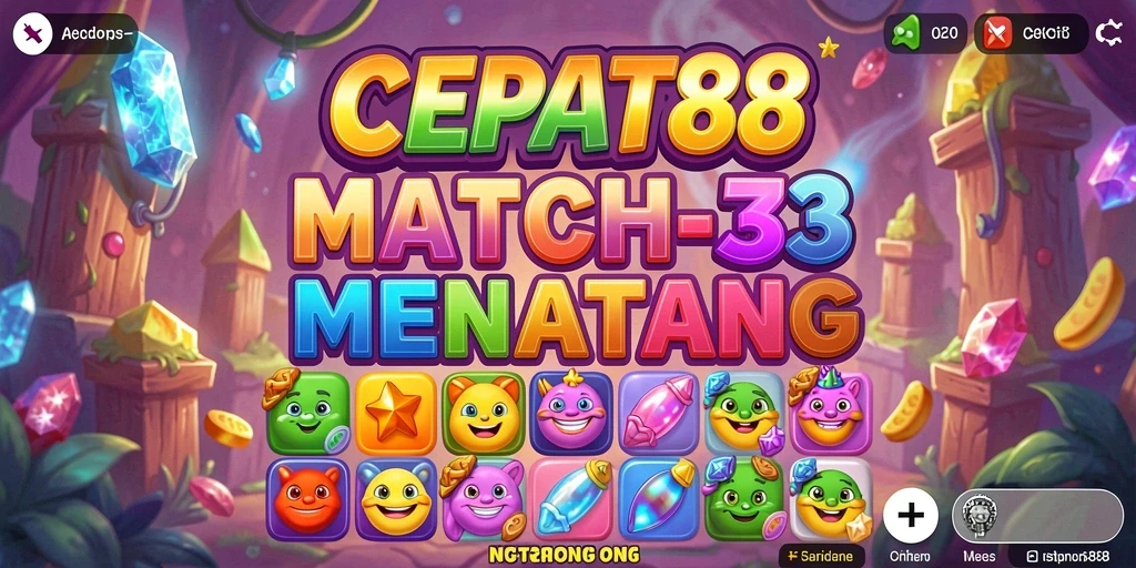 Tangkapan layar utama CEPAT88 menampilkan gameplay seru Match-3.
