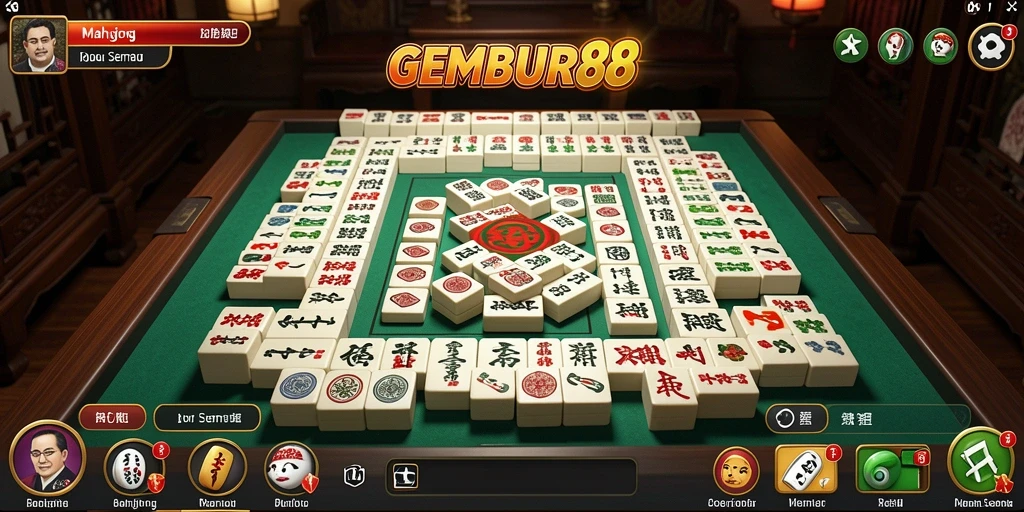 Screenshot GEMBUR88 menunjukkan gameplay Mahjong yang seru dan menantang.