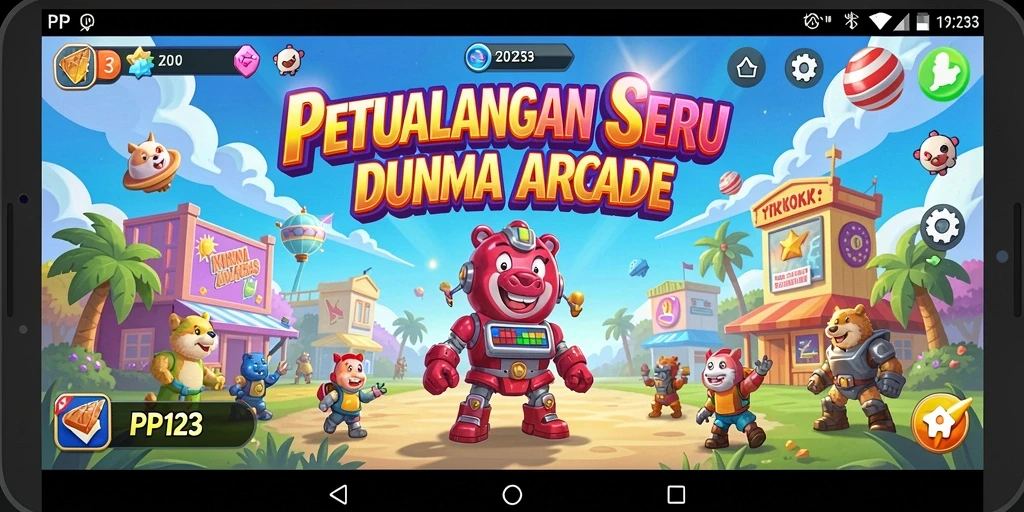 Tampilan seru gameplay PP123 dengan tantangan Arcade yang menegangkan.