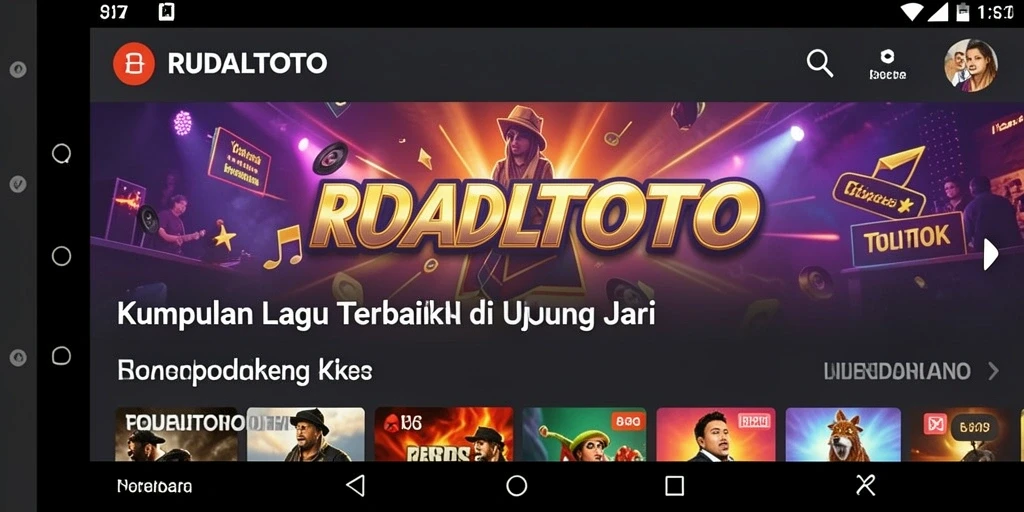 Screenshot gameplay RUDALTOTO menampilkan tampilan antarmuka aplikasi musik.