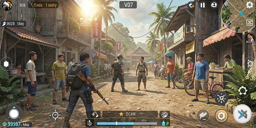 Tampilan gameplay menarik dari V07 dalam simulasi kehidupan.