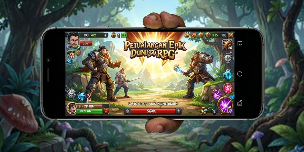 Tangkapan layar gameplay VW108 yang menampilkan pertarungan epik dalam RPG.