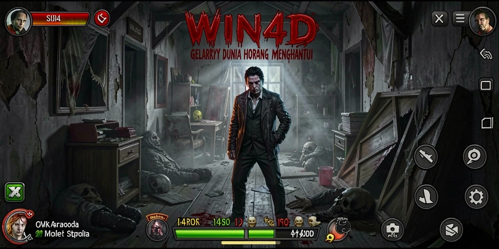 Tangkapan layar dari gameplay horor menegangkan di WIN4D.